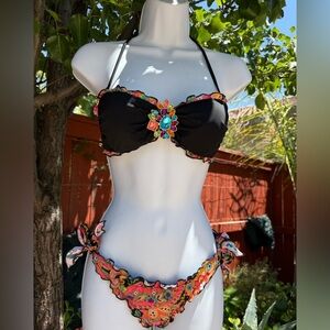 VS vibrant Floral embellished Bikini Set